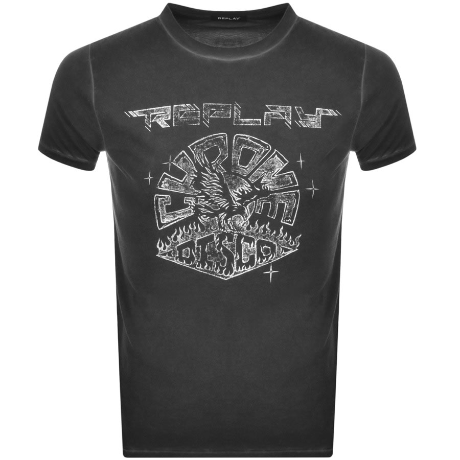 Alternative Image for ProductReplay Logo Crew Neck T Shirt Black1